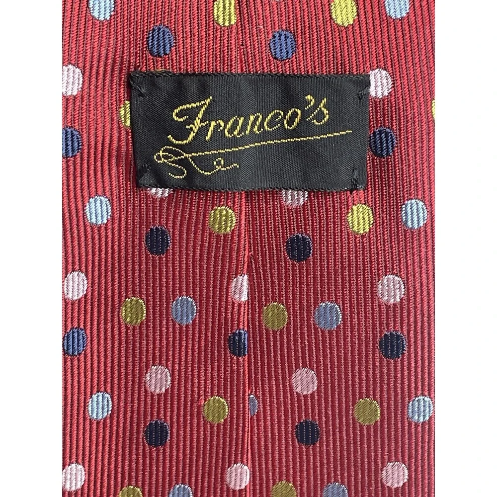 New Vintage Brioni Red Polkadot Tie Classic Repp Silk Handmade in Italy Necktie